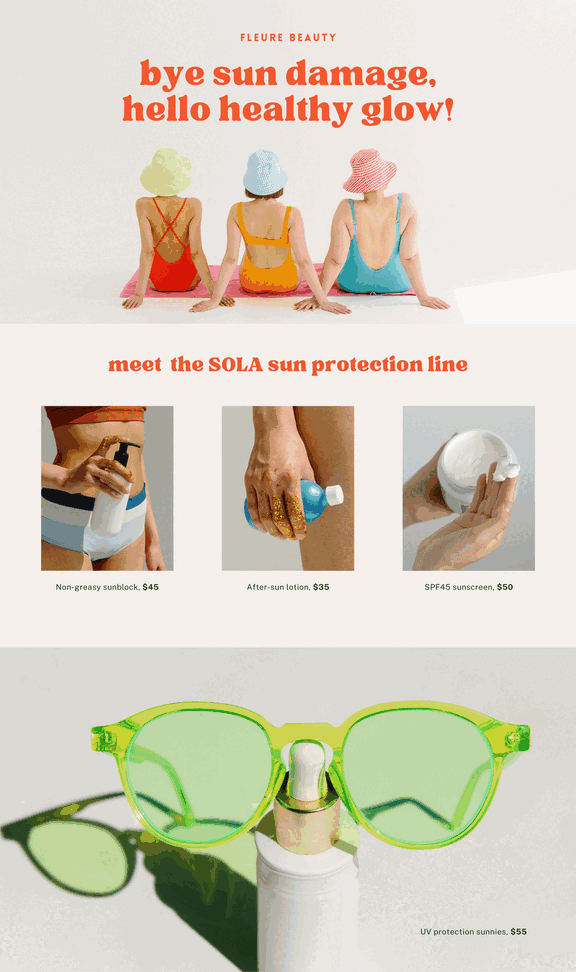 Custom marketing campaign design for a sun-protection product line